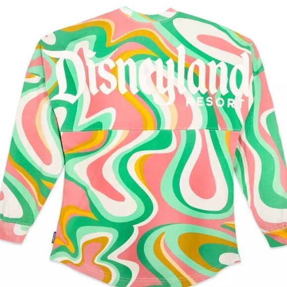 Swirl Disneyland Spirit Jersey NEW Green Pink Orange Yellow & White Swirls - Picture 1 of 5